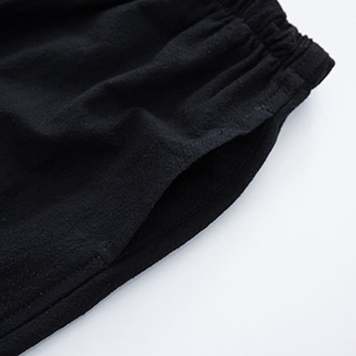 Buddha Stones Men's Solid Color Cotton Linen Casual Drawstring Pants With Pockets - image 2