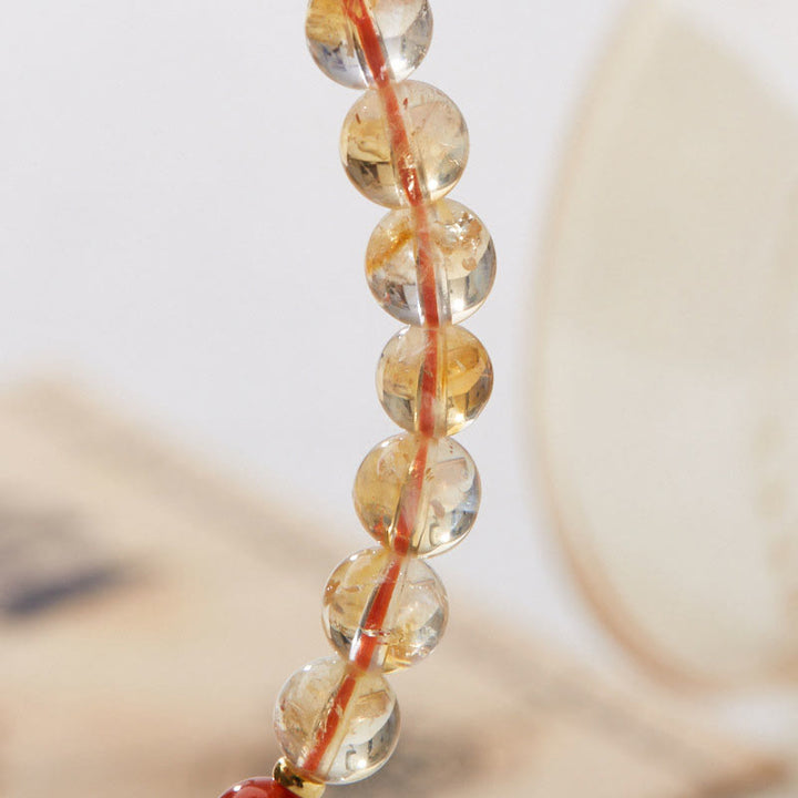 Buddha Stones Natural Citrine Red Agate Green Chalcedony Protection Bracelet - image 3