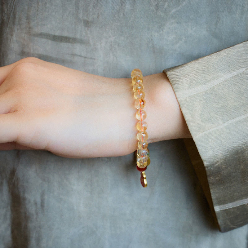 Buddha Stones Natural Citrine Red Agate Green Chalcedony Protection Bracelet - image 5