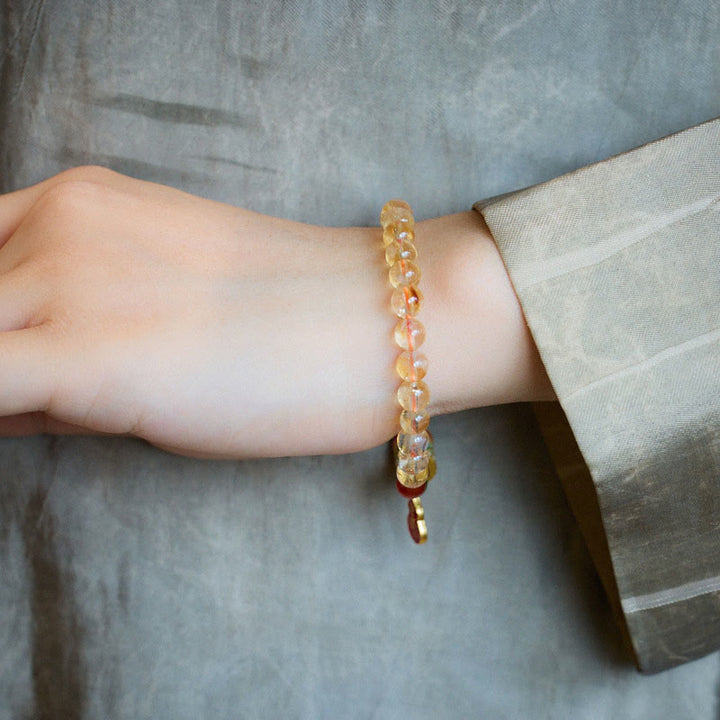 Buddha Stones Natural Citrine Red Agate Green Chalcedony Protection Bracelet - image 5