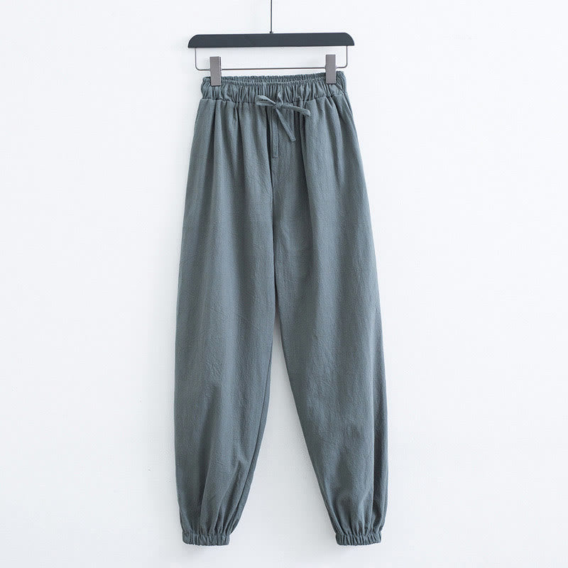Buddha Stones Solid Color Cotton Linen Casual Men's Harem Pants With Pockets - DarkSeaGreen - US/UK/AU44，EU54 (4XL) - image 12