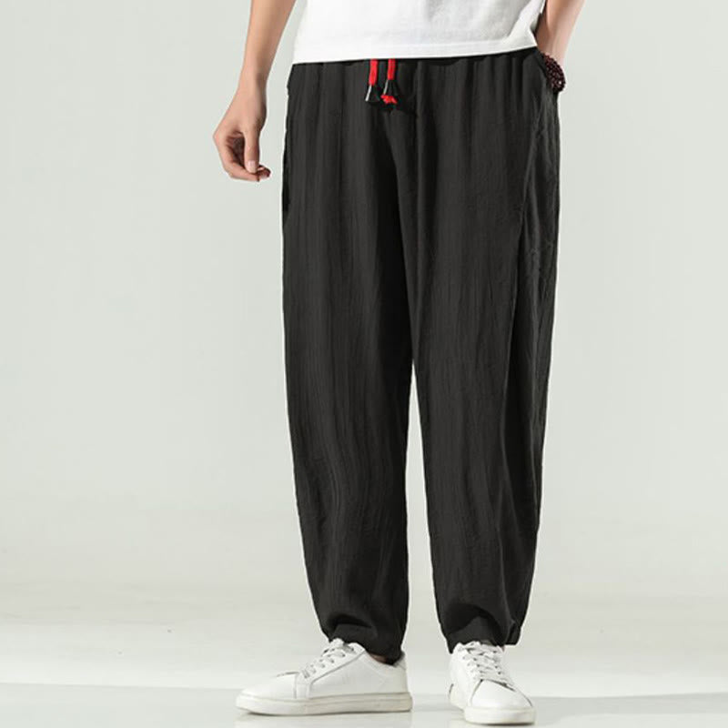 Buddha Stones Cotton Men's Drawstring Harem Pants With Pockets - image 16