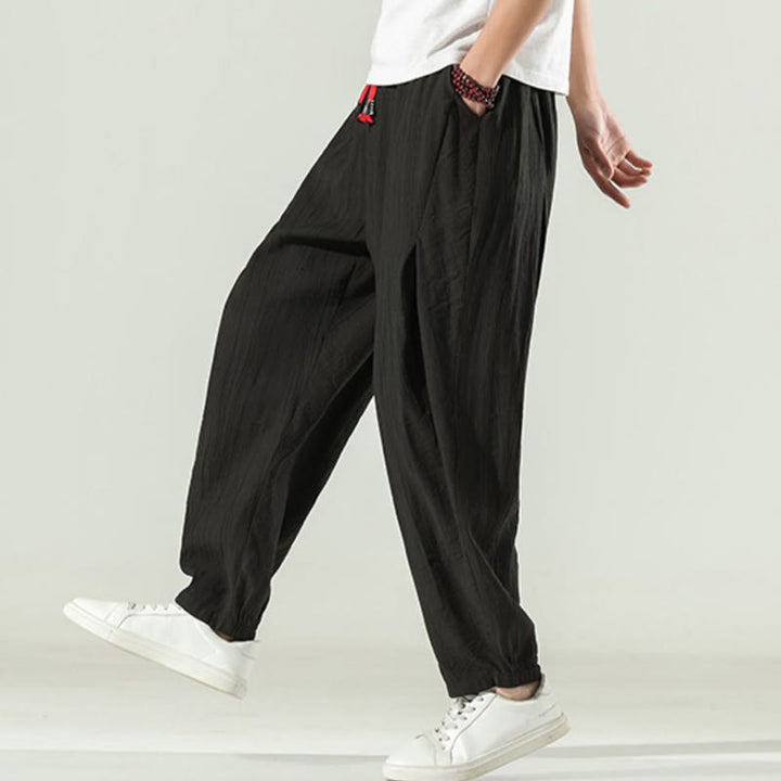 Buddha Stones Cotton Men's Drawstring Harem Pants With Pockets - image 20