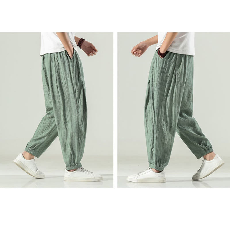 Buddha Stones Cotton Men's Drawstring Harem Pants With Pockets - image 14