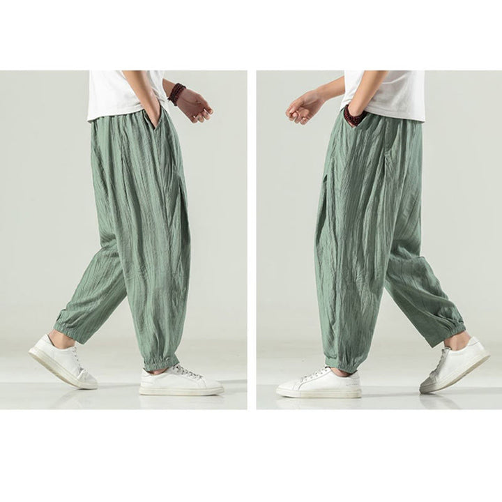 Buddha Stones Cotton Men's Drawstring Harem Pants With Pockets - image 14