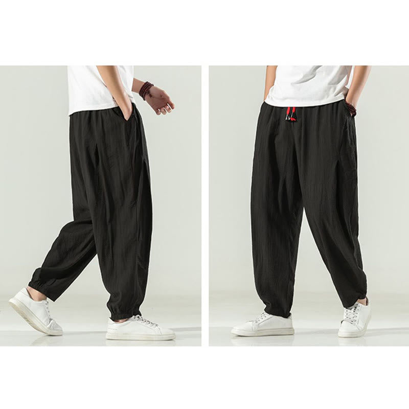Buddha Stones Cotton Men's Drawstring Harem Pants With Pockets - image 26