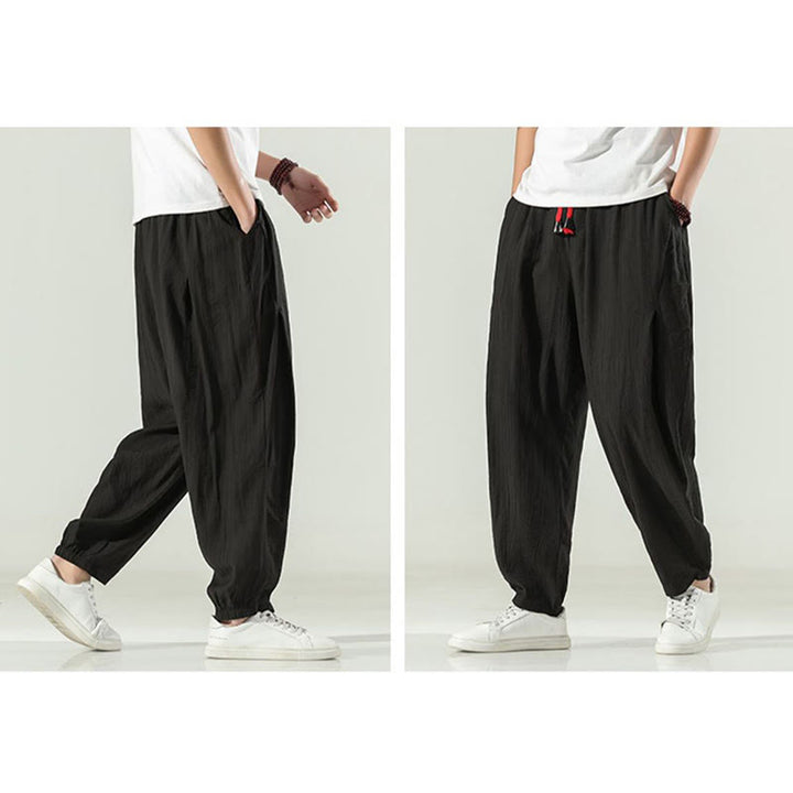 Buddha Stones Cotton Men's Drawstring Harem Pants With Pockets - image 26