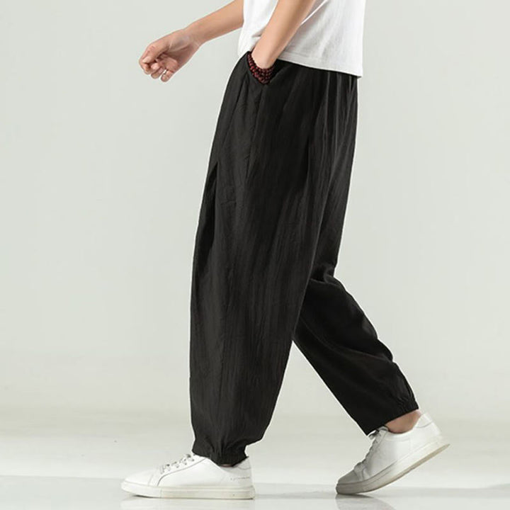 Buddha Stones Cotton Men's Drawstring Harem Pants With Pockets - image 18