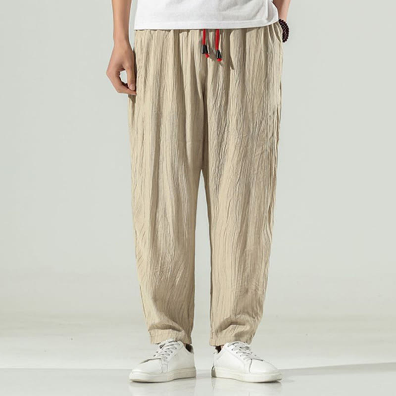 Buddha Stones Cotton Men's Drawstring Harem Pants With Pockets - image 1