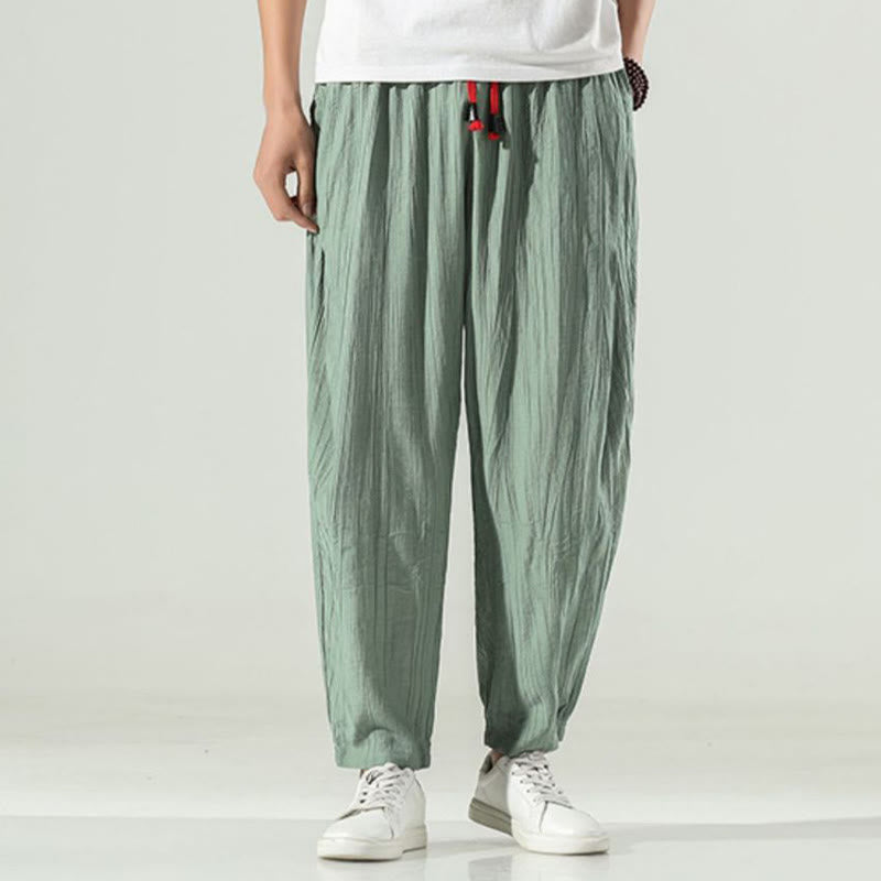 Buddha Stones Cotton Men's Drawstring Harem Pants With Pockets - image 9