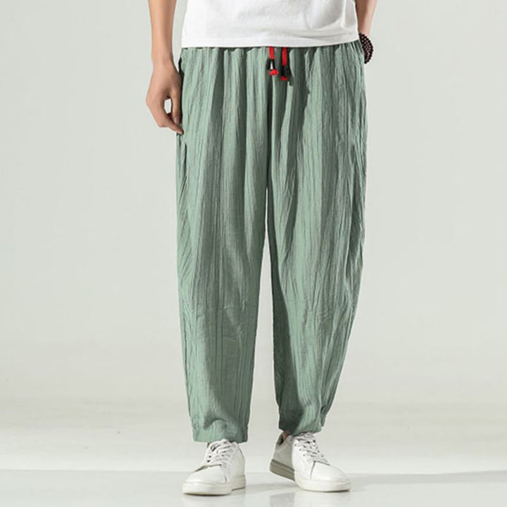 Buddha Stones Cotton Men's Drawstring Harem Pants With Pockets - image 9
