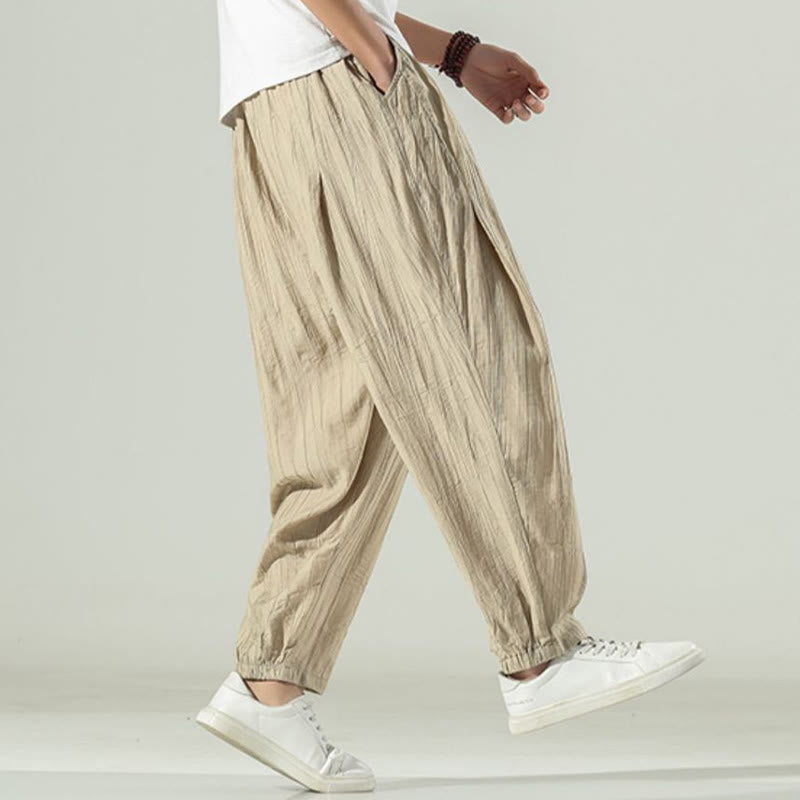 Buddha Stones Cotton Men's Drawstring Harem Pants With Pockets - image 6