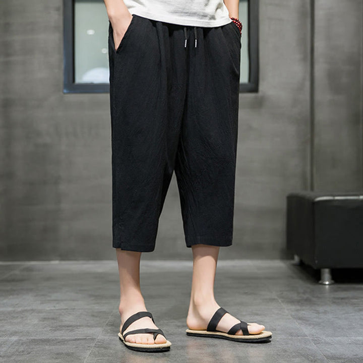 Buddha Stones Summer Men's Drawstring Cropped Pants With Pockets - image 10
