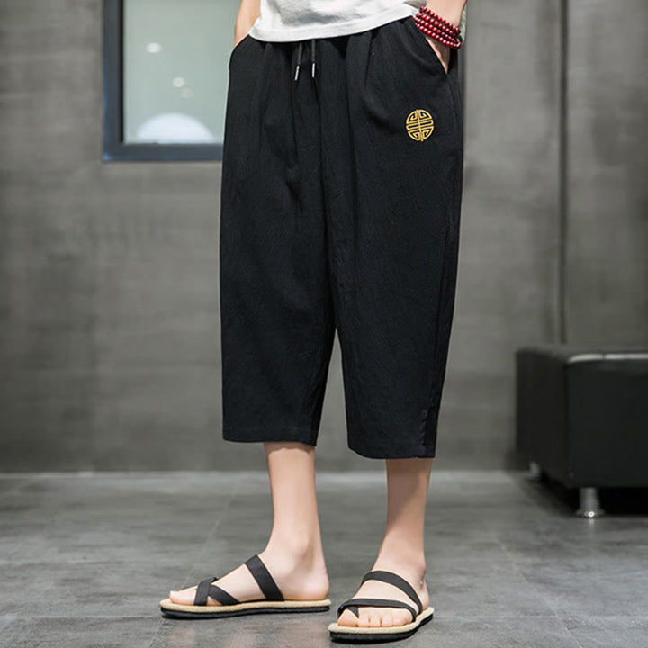 Buddha Stones Summer Men's Drawstring Cropped Pants With Pockets - image 14