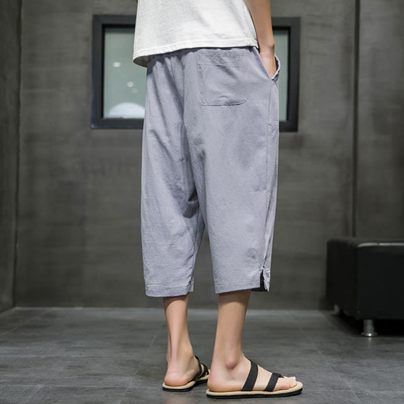 Buddha Stones Summer Men's Drawstring Cropped Pants With Pockets - image 19