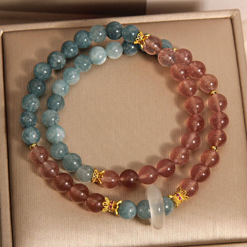 Buddha Stones Jade Strawberry Quartz Abundance Luck Bracelet - image 2