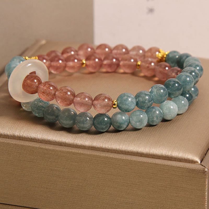 Buddha Stones Jade Strawberry Quartz Abundance Luck Bracelet - image 3