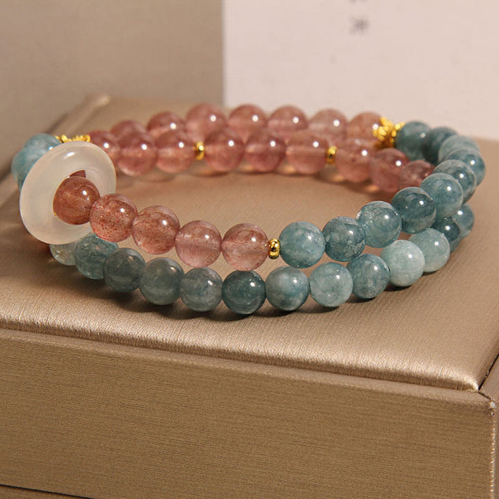 Buddha Stones Jade Strawberry Quartz Abundance Luck Bracelet - image 3