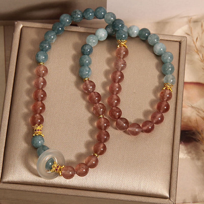 Buddha Stones Jade Strawberry Quartz Abundance Luck Bracelet - image 5