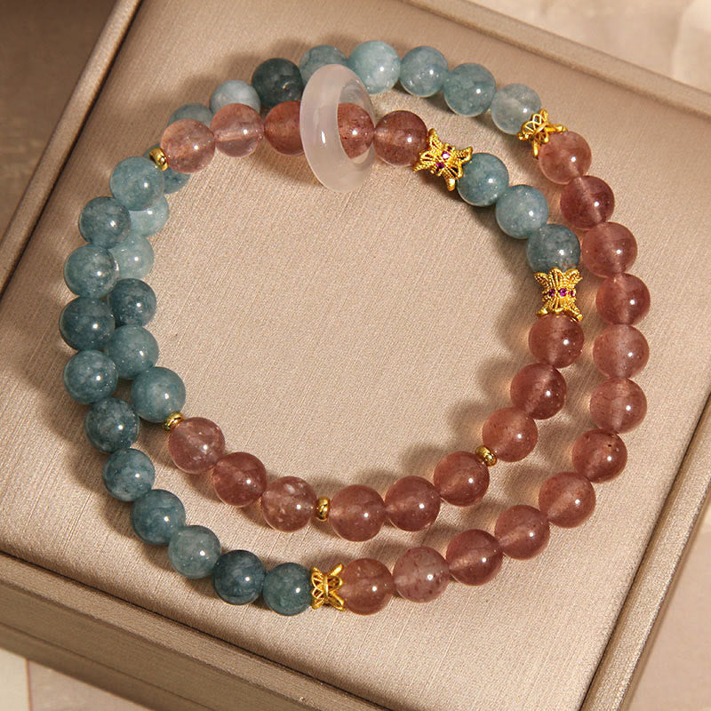 Buddha Stones Jade Strawberry Quartz Abundance Luck Bracelet - image 4