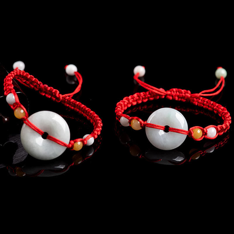 Buddha Stones Jade Peace Buckle Luck Red String Bracelet - image 11
