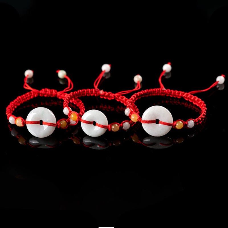 Buddha Stones Jade Peace Buckle Luck Red String Bracelet - image 12
