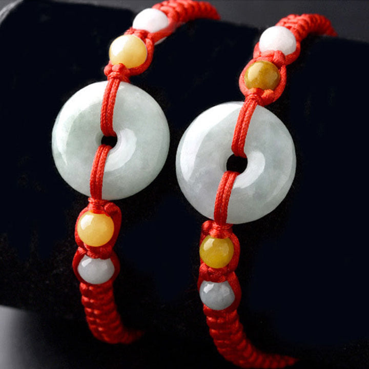 Buddha Stones Jade Peace Buckle Luck Red String Bracelet - image 3