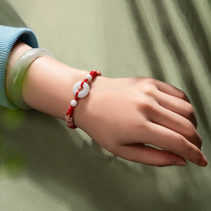 Buddha Stones Jade Luck Abundance Red String Bracelet - image 5