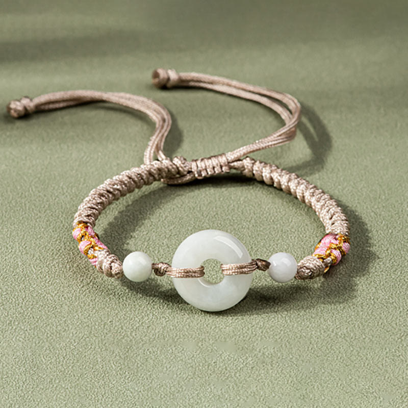 Buddha Stones Jade Luck Abundance Red String Bracelet - Light Pink(Wrist Circumference: 13-19.5cm) - image 12