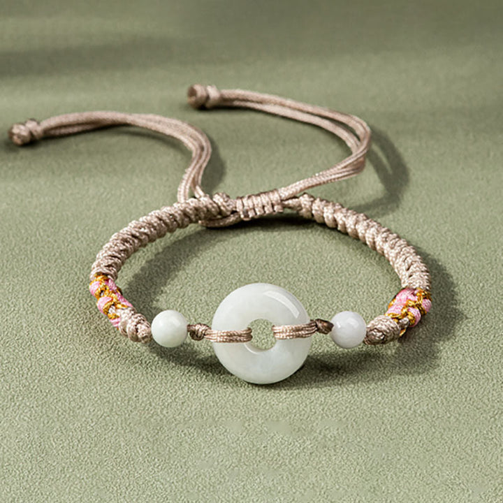 Buddha Stones Jade Luck Abundance Red String Bracelet - Light Pink(Wrist Circumference: 13-19.5cm) - image 12