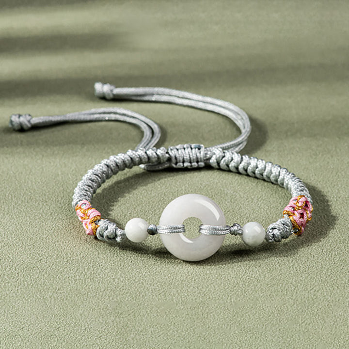 Buddha Stones Jade Luck Abundance Red String Bracelet - Silver White (Wrist Circumference: 13-19.5cm) - image 13