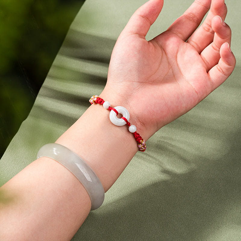 Buddha Stones Jade Luck Abundance Red String Bracelet - image 9