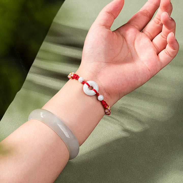 Buddha Stones Jade Luck Abundance Red String Bracelet - image 9