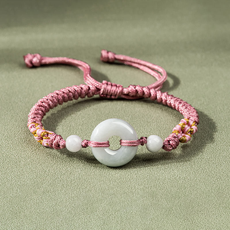 Buddha Stones Jade Luck Abundance Red String Bracelet - Pink(Wrist Circumference: 13-19.5cm) - image 11