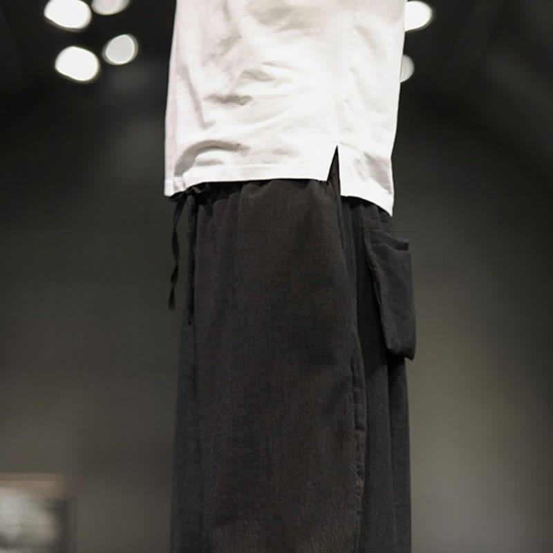 Buddha Stones Summer Solid Men's Cotton Linen Cropped Pants With Pockets - image 32