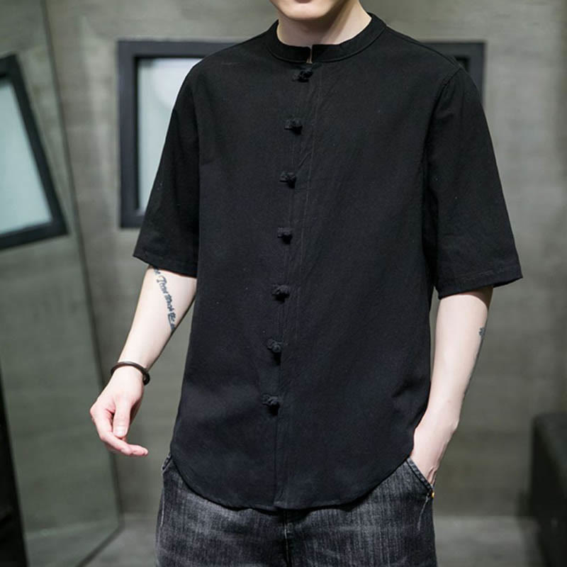 Buddha Stones Plain Color Men's Half Sleeve Cotton Shirt - image 17