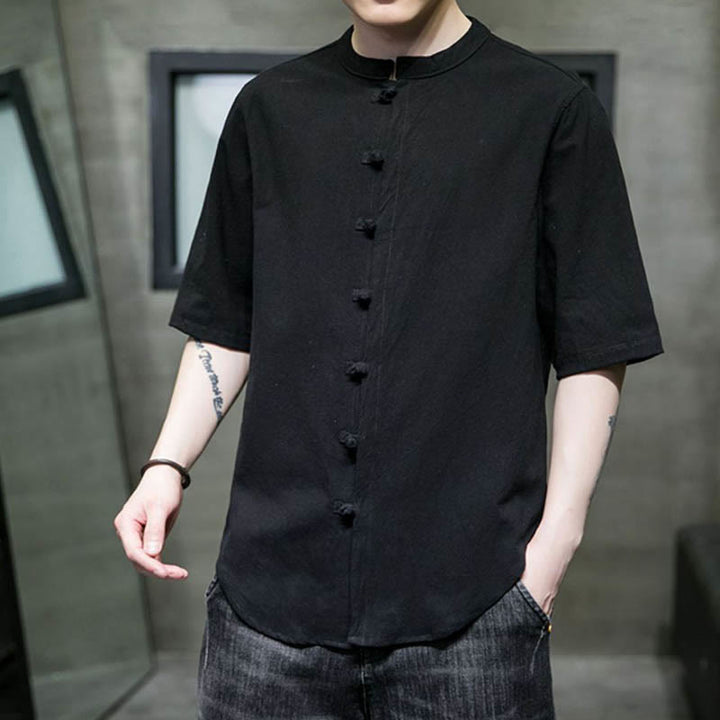 Buddha Stones Plain Color Men's Half Sleeve Cotton Shirt - image 17