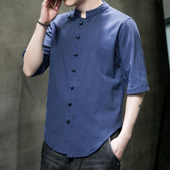 Buddha Stones Plain Color Men's Half Sleeve Cotton Shirt - image 24