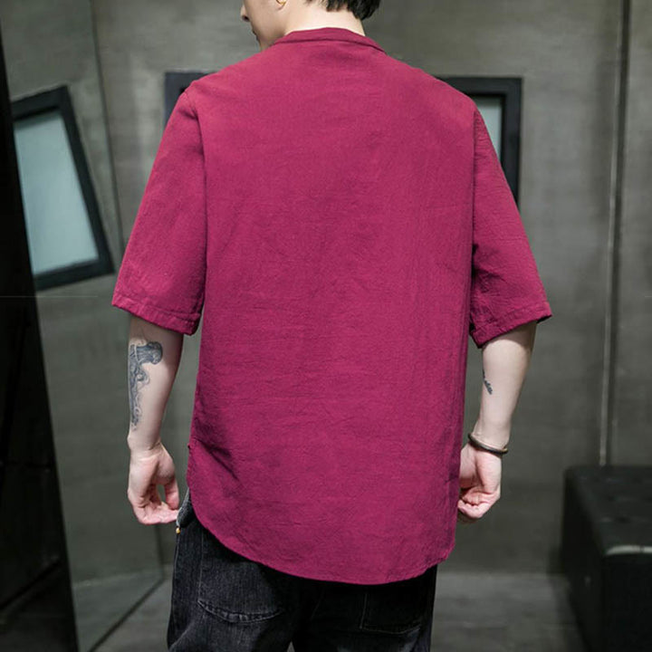 Buddha Stones Plain Color Men's Half Sleeve Cotton Shirt - image 12