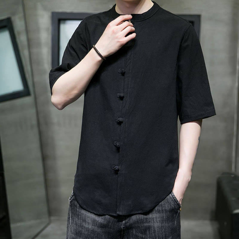 Buddha Stones Plain Color Men's Half Sleeve Cotton Shirt - image 20