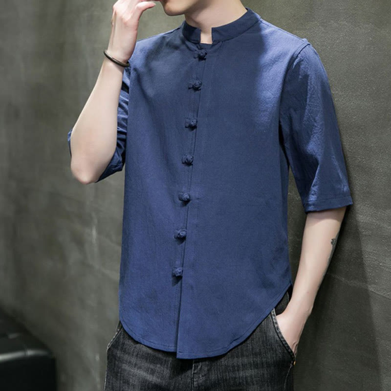 Buddha Stones Plain Color Men's Half Sleeve Cotton Shirt - image 23