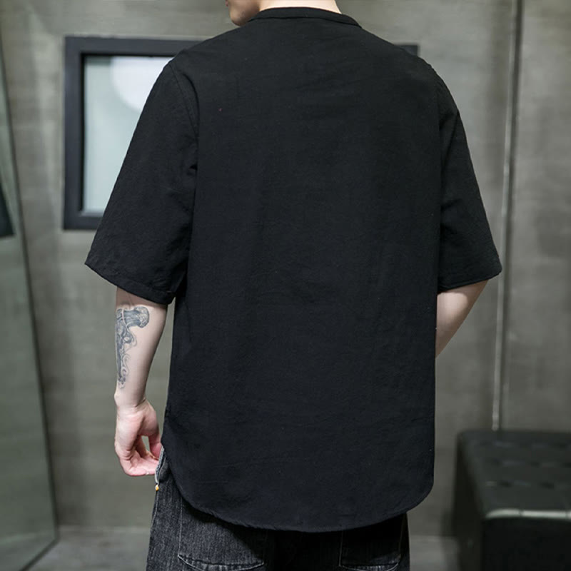 Buddha Stones Plain Color Men's Half Sleeve Cotton Shirt - image 18