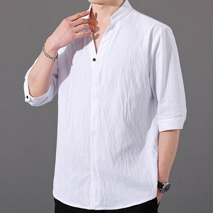 Buddha Stones Summer Men's Half Sleeve Button Cotton Shirt - image 6