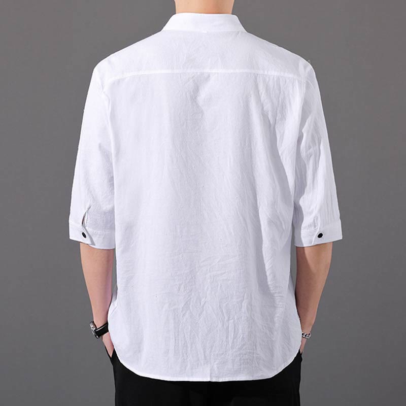 Buddha Stones Summer Men's Half Sleeve Button Cotton Shirt - image 5