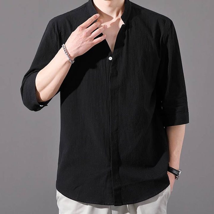 Buddha Stones Summer Men's Half Sleeve Button Cotton Shirt - image 10