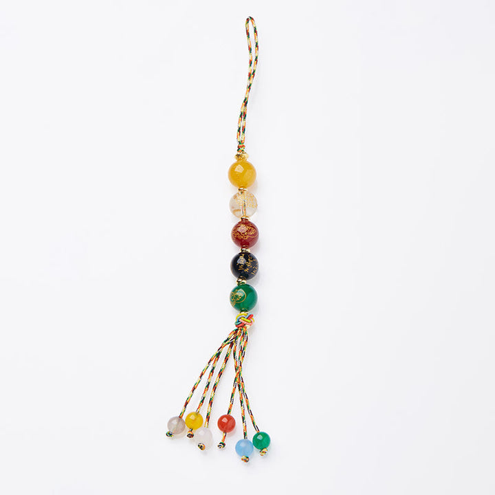 Buddha Stones Handmade Tibetan Five God Of Wealth Various Agate Luck Braid Rope Car Hanging Decoration - image 2