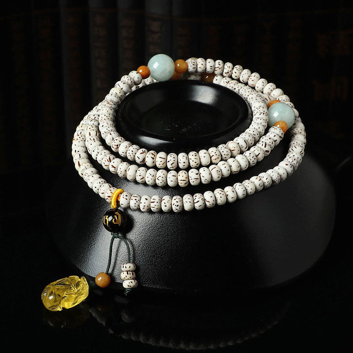 Buddha Stones Tibetan Bodhi Seed Amber Agate Wealth Bracelet - Bodhi Seed&Amber - image 0