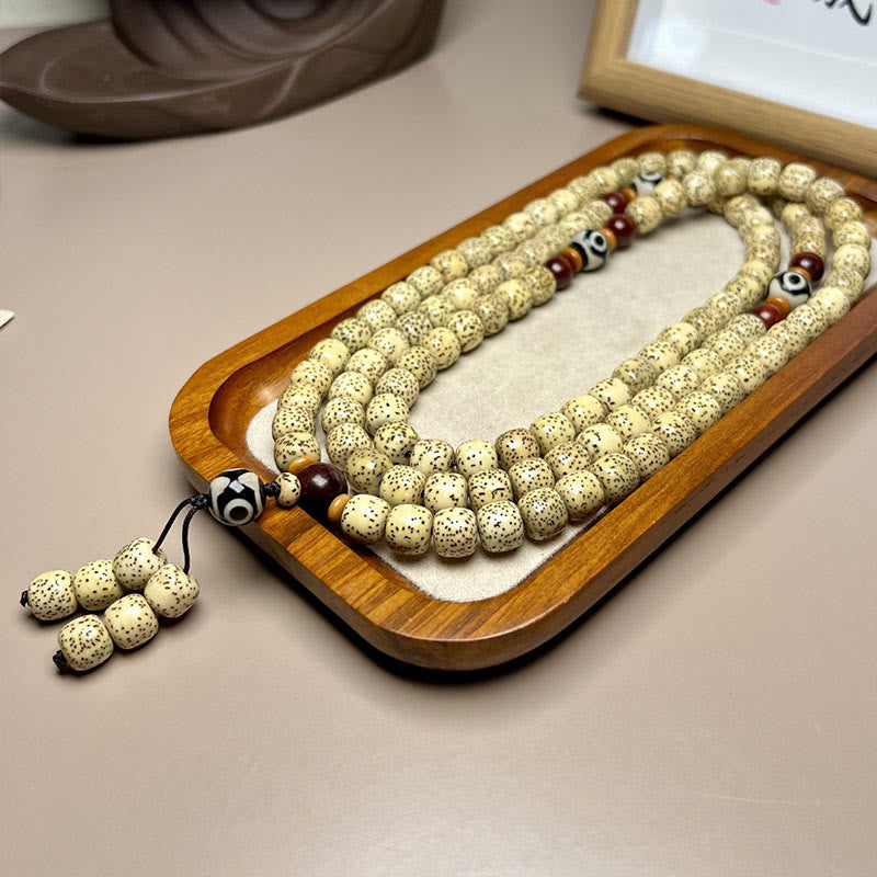 Buddha Stones 108 Mala Beads Bodhi Seed Dzi Bead Keep Away Evil Spirits Bracelet - image 1