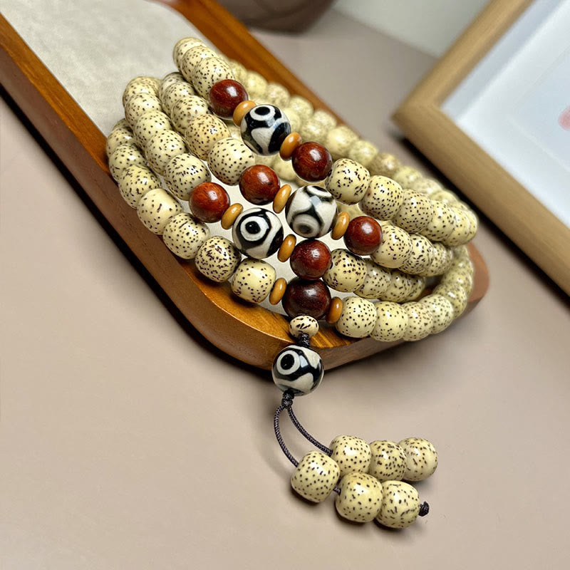 Buddha Stones 108 Mala Beads Bodhi Seed Dzi Bead Keep Away Evil Spirits Bracelet - image 4