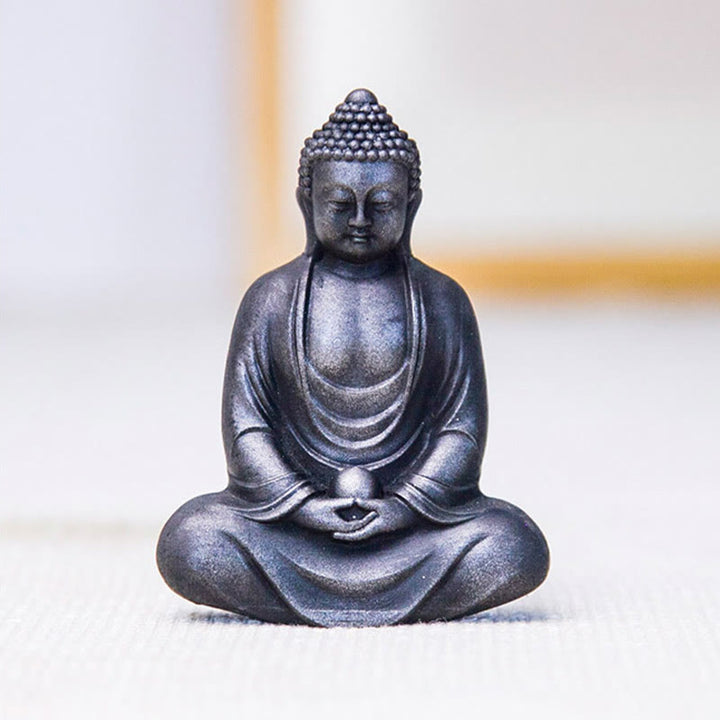 Buddha Stones Tibetan Meditating Buddha Iron Powder Rust Cast Resin Statue Serenity Decoration - image 23